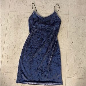 Blue crushed velvet mini dress